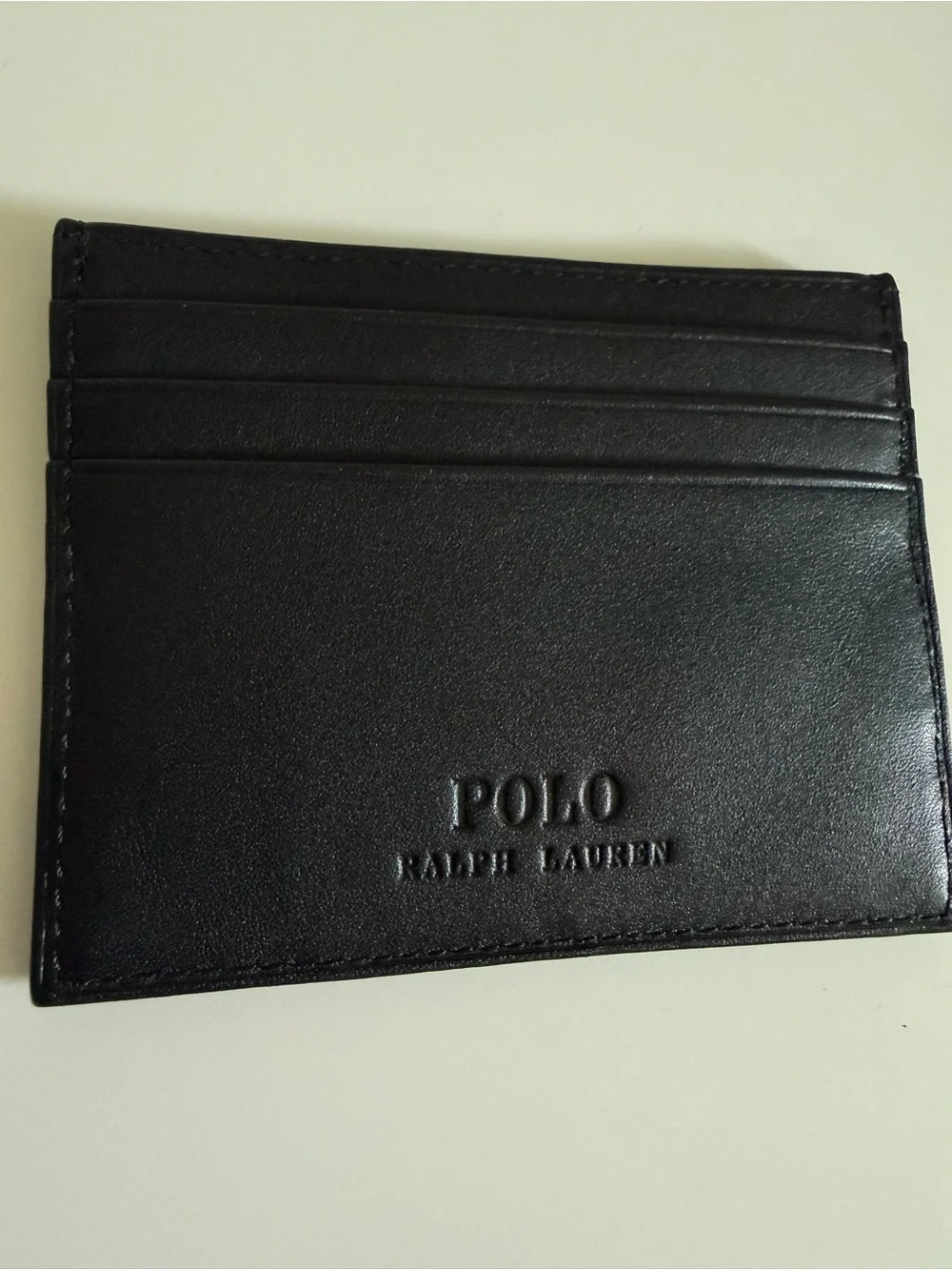 Polo Ralph Lauren Ski Bear Embroidered Leather Card Holder Black NWT Gift Box